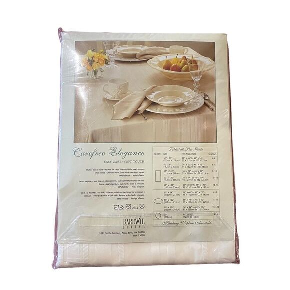 Bardwil Linens Carefree Elegance Easy Care Soft Touch Tablecloth Cream 52x70” - Picture 2 of 7